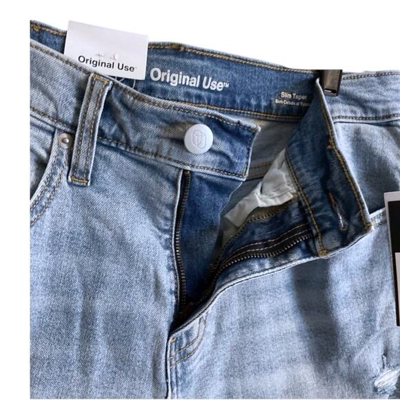 Original Use Men’s Slim Fit Taper Jeans Light Wash Distressed 30x32 NWT - Picture 8 of 13